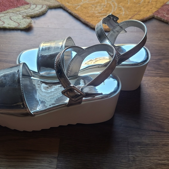 SOLD Forever 21 platform holographic sandals - Picture 4 of 7